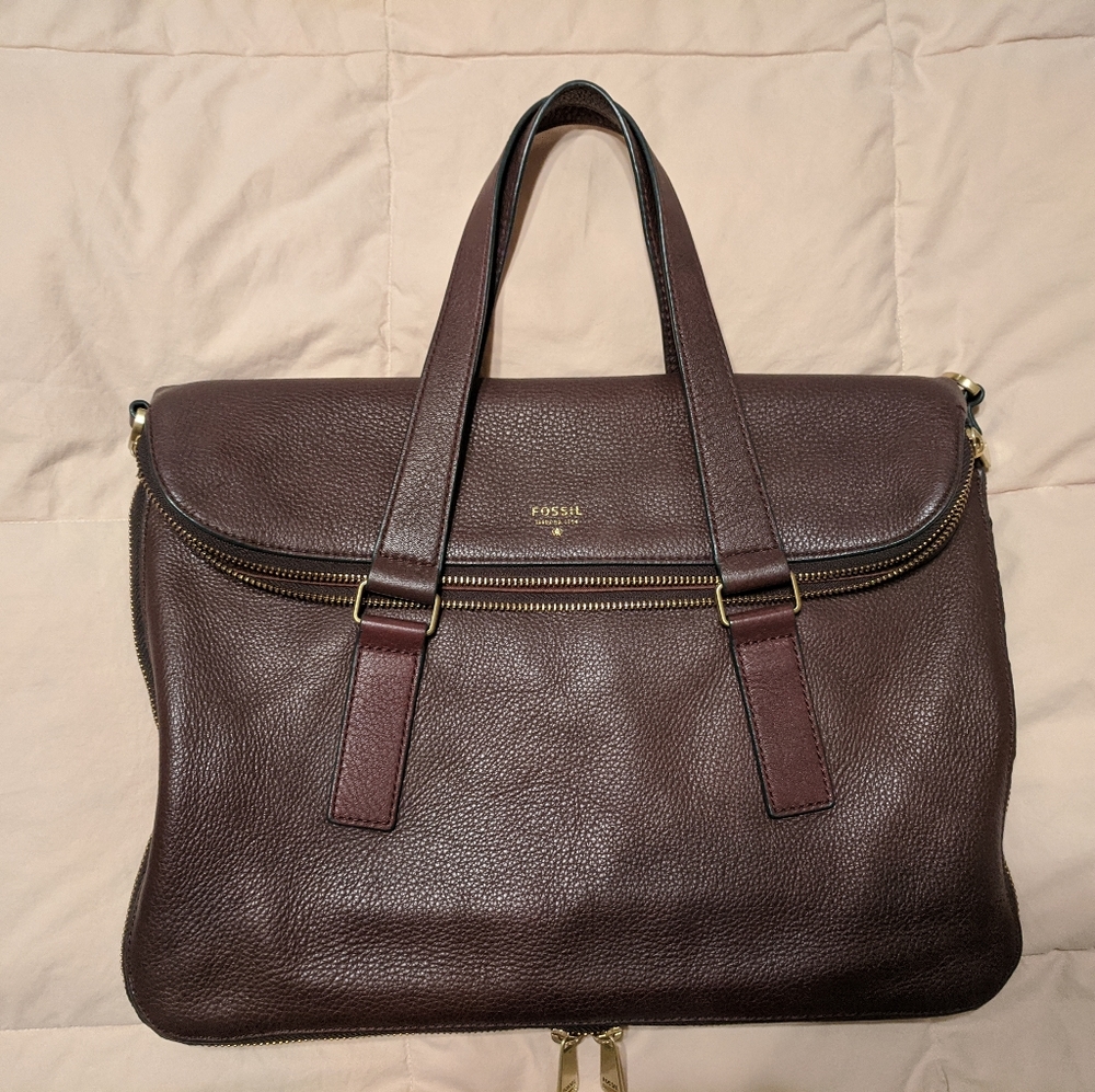 Burgundy Leather Fossil Bag